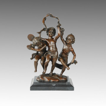 Kinder Statue 3 Glückliche Kinder Bronze Skulptur, Peynot TPE-610